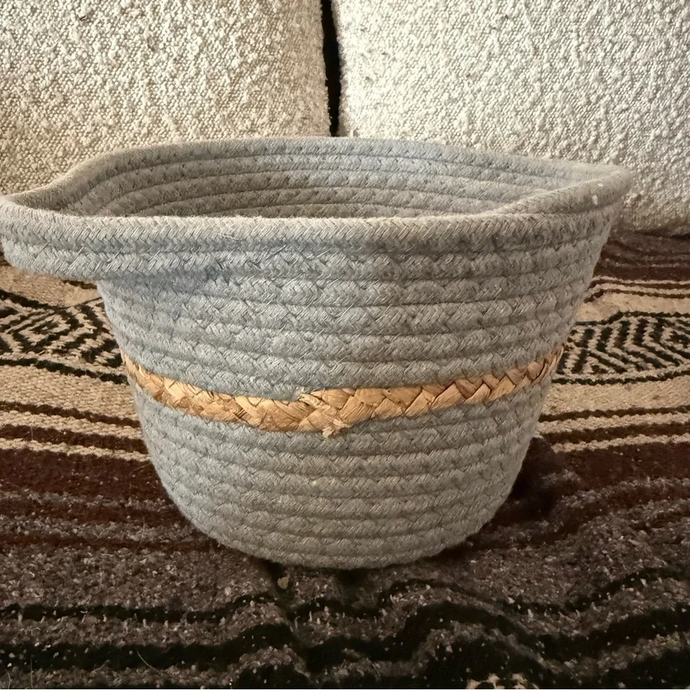 Small Gray and Tan Woven Basket